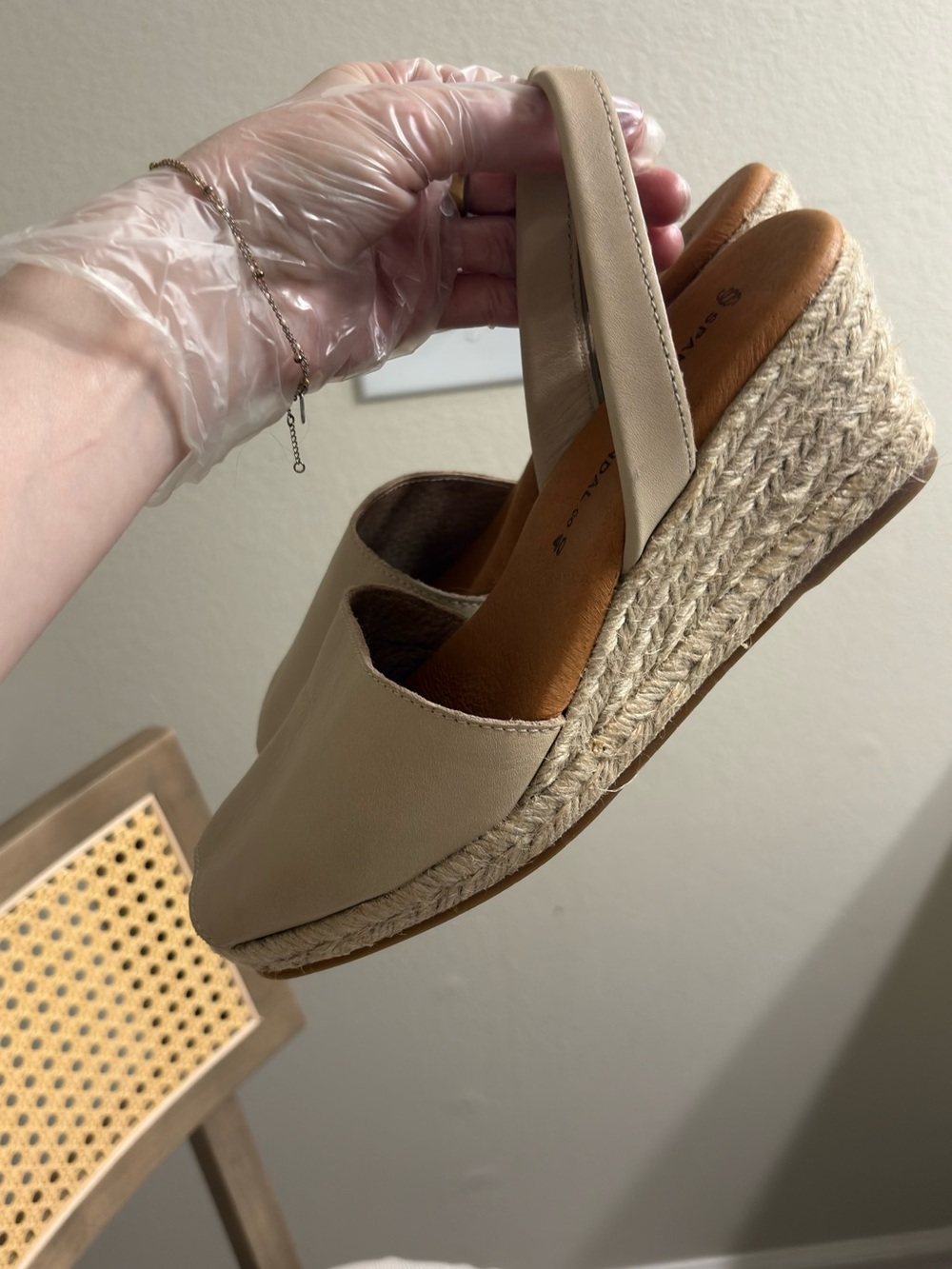 Women's Size 8.5 Spanish Leather Slingback Wedges